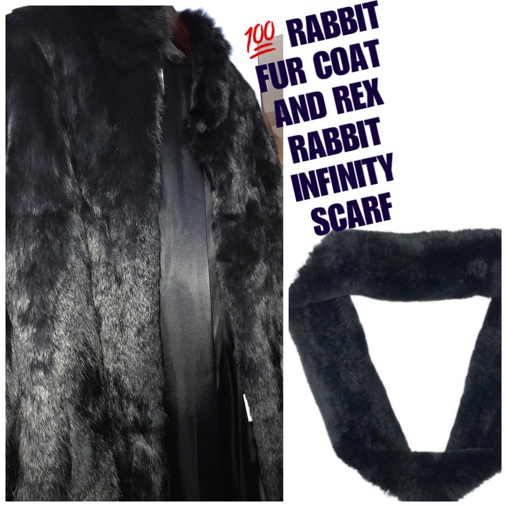 Fur Coat (L) & Rex Rabbit Infinity Scarf